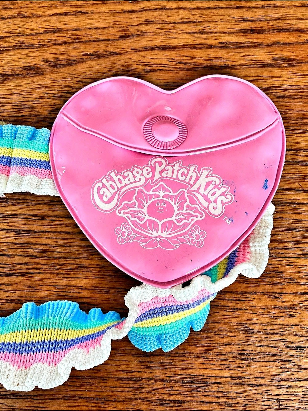 Vintage 1983 Cabbage Patch Kids Rainbow Heart Belt + Pouch